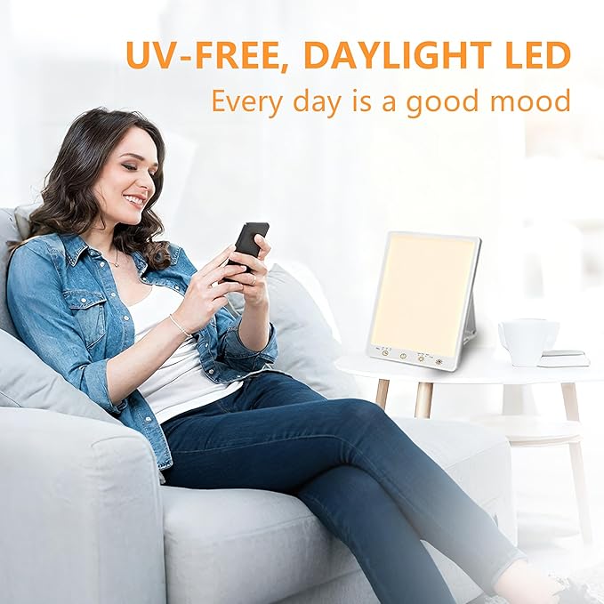 Light Therapy Lamp,10000 Lux Light Therapy Lamp -Full Spectrum Llight Therapy,3 Color Touch&Wall Mountable Daylight Therapy Lamp,Sunlight Lamp with Memory Function for Home & Office