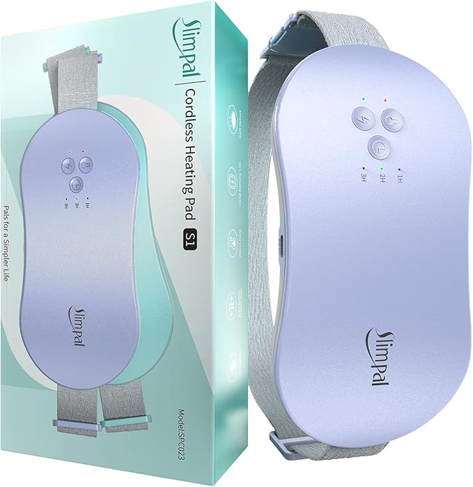 Slimpal Portable Heating Pad for Period Cramps, Electric Cordless Wearable Heat Pad Belt for Menstrual Cramps Relief, 3 Timer Auto Off Setting, Stocking Stuffers Christmas Gifts Her Women Girl, Purple