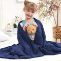 Weighted Blanket Kids 5lbs, 36"x48", Cooling Heavy Throw Blanket for 20-40lbs, Microfiber Soft Thick Big Blankets Weighted Comforter Breathable Gift for Sleeping, Navy