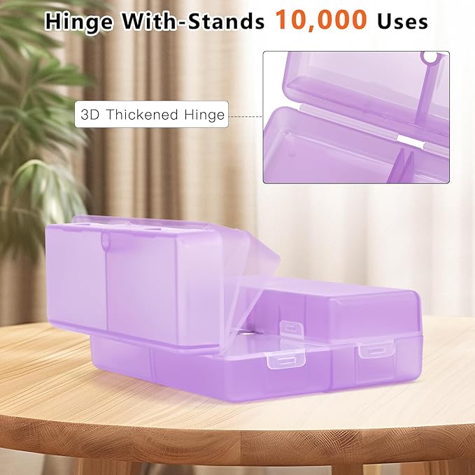 FYY Daily Pill Organizer, 7 Compartments Portable Pill Case Travel Pill Organizer,[Folding Design] Pill Box for Purse Pocket to Hold Vitamins,Cod Liver Oil,Supplements and Medication-Clear Purple