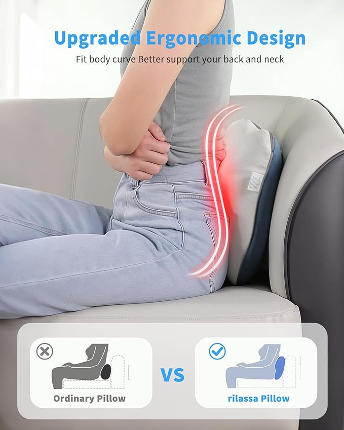 Cordless Back Massager with Heat, Neck Massager for Pain Relief Deep Tissue, Shiatsu Back and Neck Massage Pillow, Full Body Use, Relax at Home Office and car