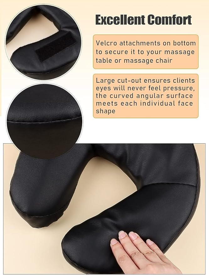 Kalolary Universal Face Cradle & Cushion for Massage Table, Adjustable Massage Headrest & Face Pillow Face Holder for Bed, Mattress Top Massage Kit Head Face Rest for Salon Home