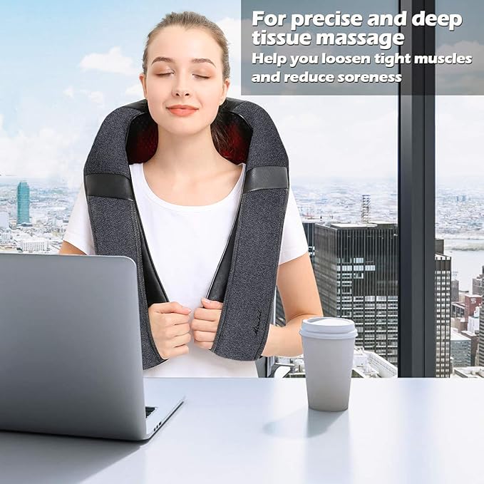 Mirakel Neck Massager for Pain Relief Deep Tissue, Shiatsu Shoulder & Back Massager with Heat, Electric Kneading Whole Body Massage - Mothers Day Gifts for Mom, Wife, Women, Dad, Men (NOT Cordless)