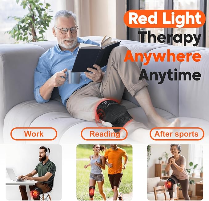 Red-Light-Therapy, Infrared Light Knee Brace Wireless Rechargeable for Knee Shoulder Pain Relief, 660nm & 850nm Infrared Therapy Heated Device for Knee/Shoulder/Joint/Elbow, Gifts for Women Men