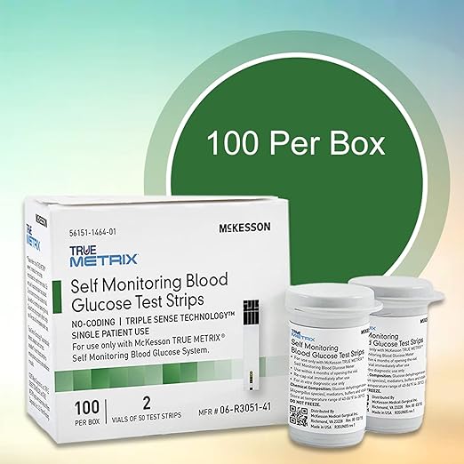 McKesson 06-R3051-41 True Metrix Self Monitoring Blood Glucose Test Strip, Box of 100