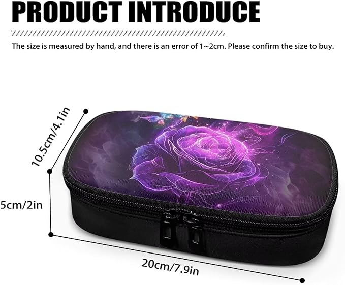 Purple Rose Butterfly Insulin Travel Bag with Handle for Insulin Pen & Medication Diabetic Care Dustproof Glucose Meter and Diabetic Supplies Storage Bag for Daily Life & Trip