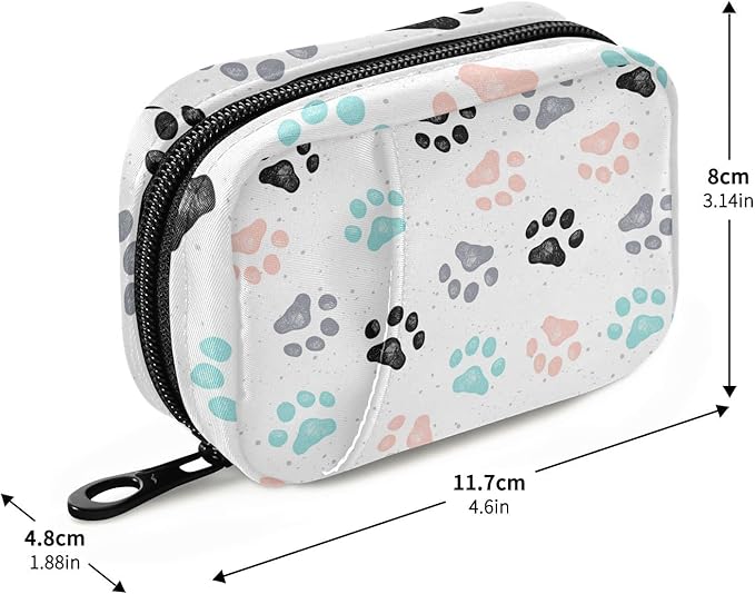 Dog Paw Pill Box 7 Day Pill Case Travel Pill Organizer Bag with Zipper Portable Weekly Vitamin Medicine Supplement Holder Pouch Bag