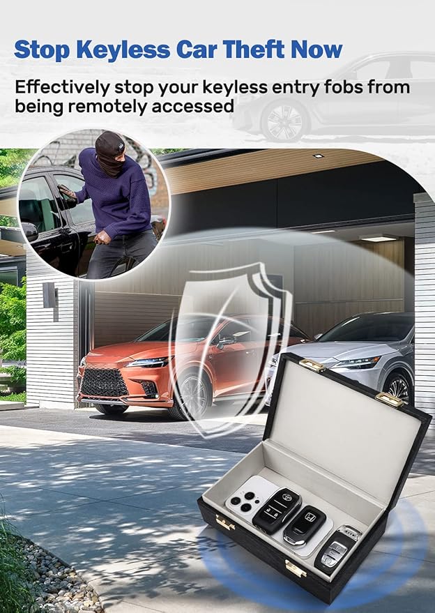 Samfolk Faraday Box & 2 Pack Faraday Bag, 8.42" x5.19" x 2.76" Faraday Key Fob Protector Cage, Signal Blocking Box Faraday Key Fob Protector Anti Theft for Car Keys Keyless Entry Car Key Protector