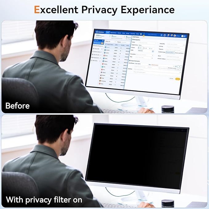 Mamol 20 Inch Computer Privacy Screen Filter for 16:9 Widescreen Monitor, Anti Glare & Blue Light Filter, Removable Computer Monitor Privacy Shield, Anti-Scratch Screen Protector Film 20 in