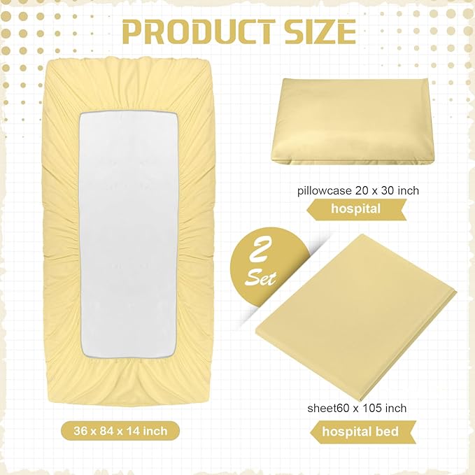 Moukeren 6 Pcs Hospital Bed Sheets Set Deep Pocket Fitted Sheet 36 with Elastic All Around Easy Care Knitted Jersey for Home/Nursing Home (Beige)