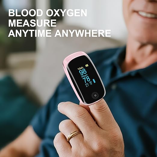 Pulse oximeter fingertip, Oxygen Monitor fingertip Rechargeable, Oxygen Meter Finger Pulse Oximeter for Over-The-Counter Use - Precision Rapid Oximeter SpO2 Readings Outdoor Sports Home-OTC - Pink