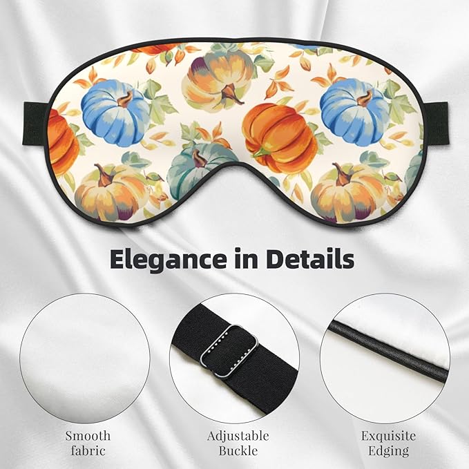Watercolor Fall Pumpkin Sleep Mask Eye Mask with Adjustable Strap Eye Sleep Shade Cover Blocks Light for Women Men Airplane Travel Nap