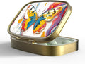 Small Pill Box Pill Case with Mirror Retro Pocket 2 Compartment Pill Holder for Purse or Pocket Bronze Portable Medicine Vitamin Container Fish Oil and Supplement Storage BPA-Free(Marble Butterfly)