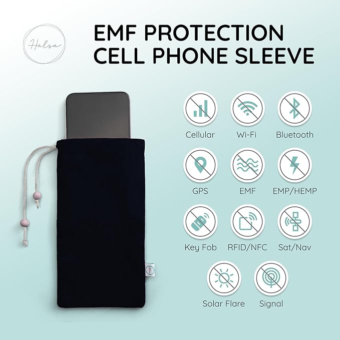 Halsa EMF Cell Phone Sleeve, High-Shield EMF Blocking Pouch, Signal Blocking Anti-EMP Radiation Bag for Digital Privacy Protection, Fits Most Phones, (4x8 Inch) Grey