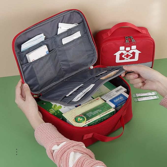 Large Capacity Pill Bottle Organizer Travel Storage Bag Medicine Bag for Medications Vitamin and Medical Supplies, Navy Blue