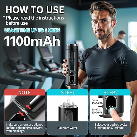 2026 New Upgrade Hydrogen Water Bottle, Up to 5000+ PPB, 8.5 oz Food-Grade PC Hydro Water Machine, SPE/PEM Technology, Portable Hydration System, Health Care Gifts for Husband, Wife, Family, Friends