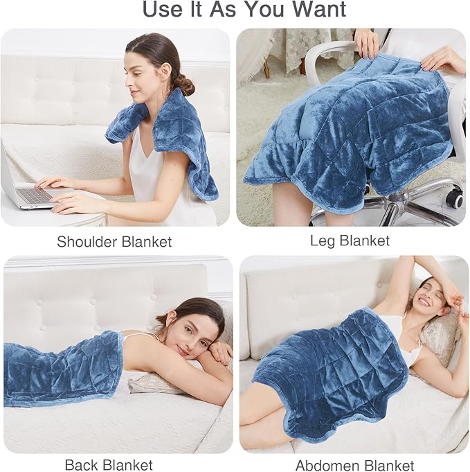 Alomidds Weighted Blanket 7lbs for Adults, Cozy Breathable Weighted Lap Blanket, Small Weighted Blanket Travel, Weighted Lap Pad for Sofa, Couch, Bluish Gray, 29" x 24"