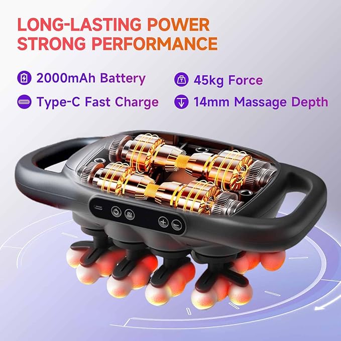 28-Heads Massage Gun Set for Total Body Muscle Recovery, Deep Tissue Percussion Massager with 9 Adjustable Modes, Quiet High-Power Back & Full-Body Massager for Home, Gym & Office,