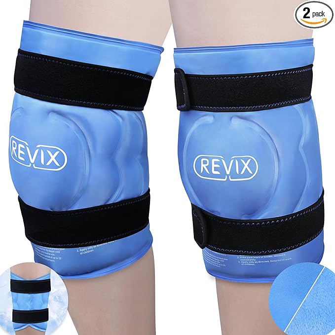 REVIX 20" Extra Large Ice Pack for Knee, Back, Shoulder, Reusable Gel ice Packs to Reduce Discomfort, XXXL Ice Knee Wrap with Cold Compression for Ease Fatigue and Promote Flexibility, Set of Two