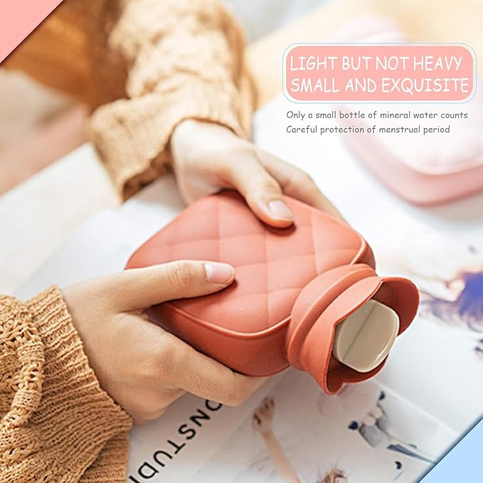 Redify Small Hot Water Bottle Bag for Hot & Cold Compress with Cover,Microwave Heating Soft Environment-Friendly Silicone for Babies Kids,Mini Hot Wate Bottle for Travel and Pain Relief,Holiday Gifts