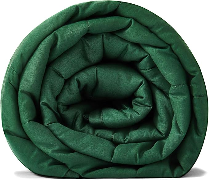 RelaxBlanket Weighted Blanket | 60''x80'',15lbs | for Individual Between 140-190 lbs | Premium Cotton Material with Glass Beads | Dark Green