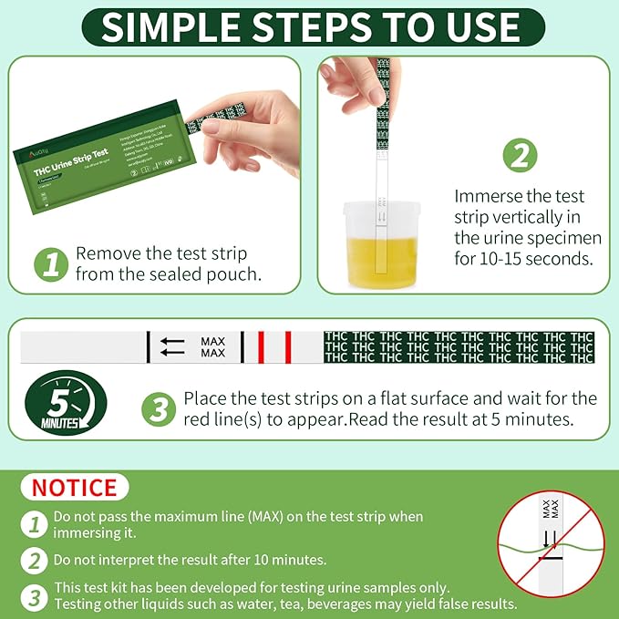THC Urine Strip Test, Highly Sensitive THC Urine at Home Drug Test Kit, Easy Home Drug Test Marijuana (10)
