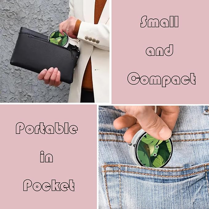 Metal Pill Organizer - 3-Compartment Mini Round Pill Case for Pocket & Purse, Portable Vitamin Holder, Easy-Open Design for Travel - Jungle Frog