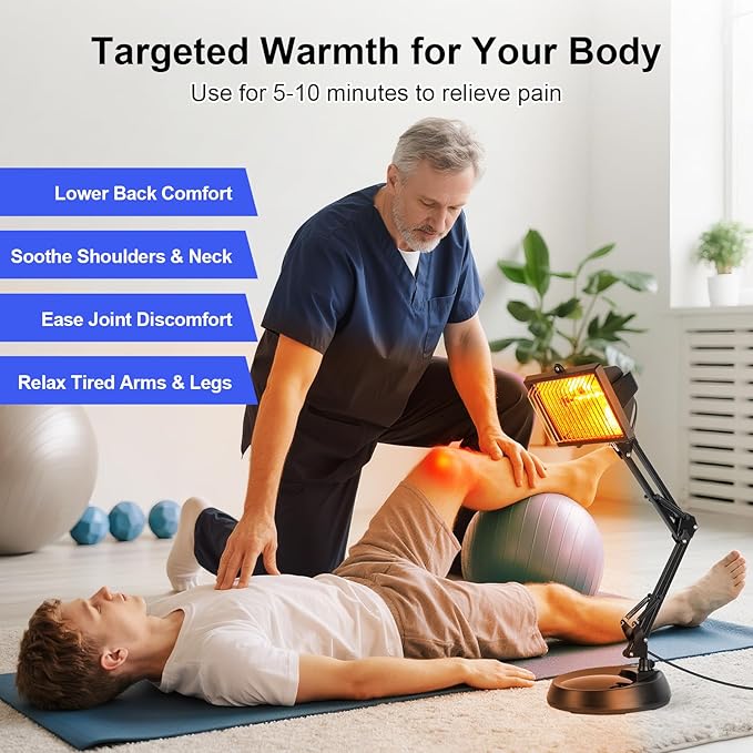Infrared Lamp, 150W Infrared Heat Lamp, Red Light Therapy Lamp for Body Muscle Neck Shoulder Joints Back Pain Relief, Heat Lamp Device with Adjustable Sturdy Stand Timer