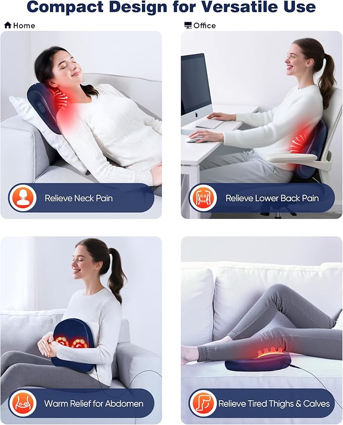 Shiatsu Back and Neck Massager with Heat – Deep Kneading Massage Pillow for Relaxation – Corded Design for Full Body Use – for Your Loved Ones