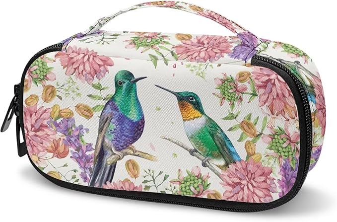 Hummingbird Floral Insulin Cooler Travel Case for Insulin Pen Diabetic Medical Cooler Bag Portable Medication Cooler Bag for Insulin Pens and Blood Glucose Monitor Supplie
