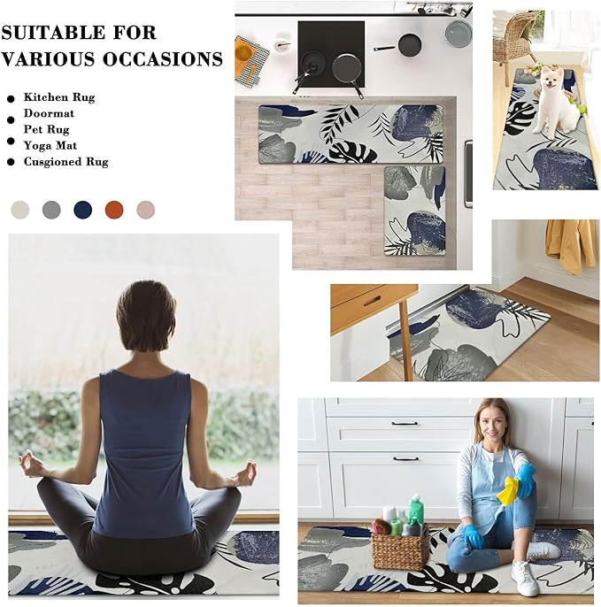 Homcomoda Kitchen Rugs and Mats Non Skid Anti Fatigue Kitchen Mats for Floor 2 Piece Boho Cushioned Kitchen Rugs Waterproof Comfort Standing Mat for Kitchen Sink Office Laundry