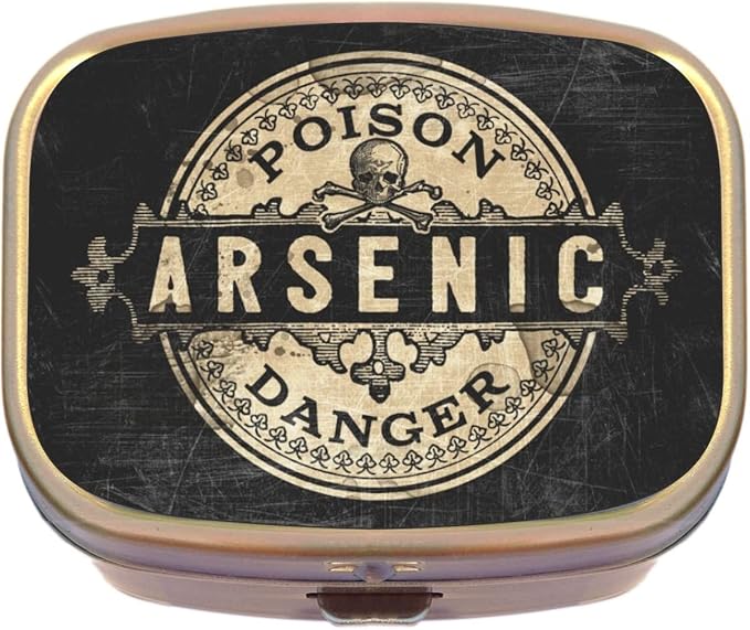 Poison Arsenic Danger Brass Rectangle Pill Box