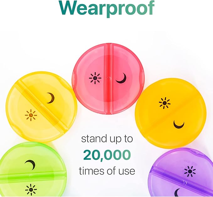 Sukuos Large Weekly Pill Organizer 2 Times a Day, Daily Pill Box 7 Day Easy to Open with Double Protection, AM PM Pill Case for Medicine/Vitamin/Fish Oil/Supplements (Red)
