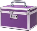 Locking Medicine Box with Portable Storage Case, 10.2''x 6.8''x 6.8'', Childproof Medication Lock Organizer, Lockable Box for Money, Documents & Meds (Purple/Small)
