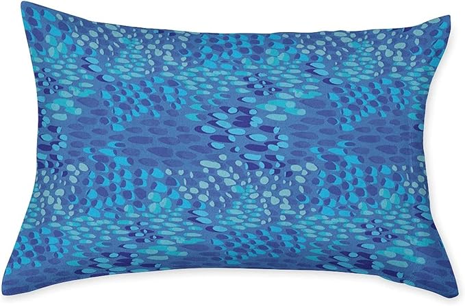 XISUNYA Decorative Fitted Sheet Set Queen Size, Aqua Deep Pockets Fitted Sheet & 2 Pillow Sham Set(No Flat Sheet), Tropical Fish Skin Scales Hand Drawn Style Spotty Printed Microfiber Bedding 3pc Set