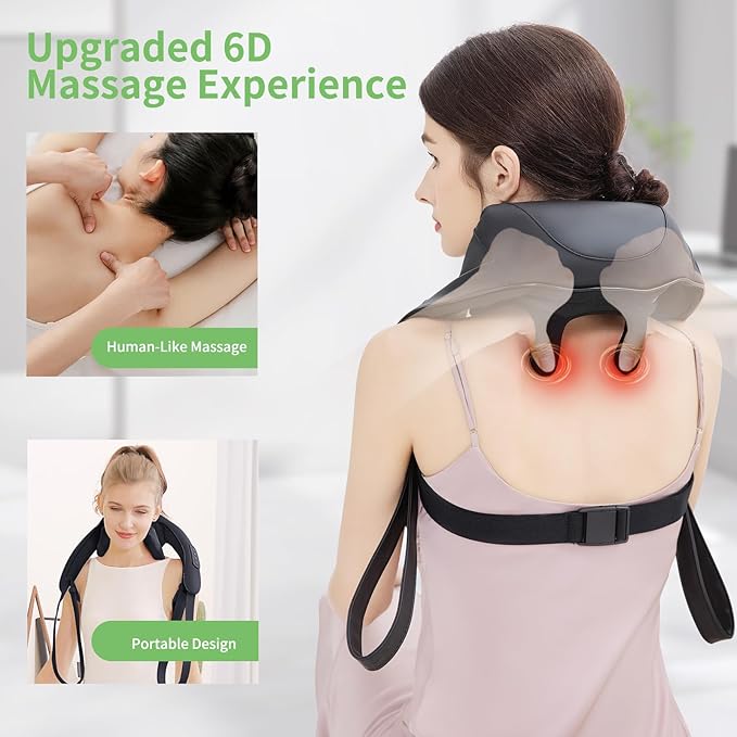 Shiatsu Neck and Back Massager with Heat, Upgraded 2600mAh Cordless Shoulder Massager Deep Tissue 6D Kneading, Massages Pillow for Neck, Back, Shoulder, Foot, Body Gifts for Fathers Mom Dad