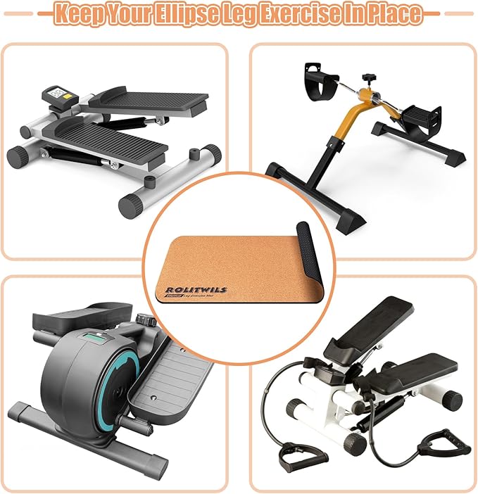 Under Desk Elliptical Mat - Non-Slip Exercise Equipment for Peloton Bike, Small Exercise Mat for Desk Workout Equipment