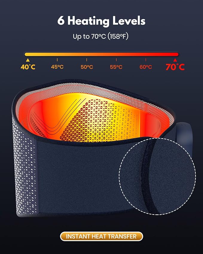 Lower Back Massager, Cordless Heating Pad for Back Pain Relief, with Advanced 3 Airbags Massage, 3 Vibration, 6 Heating Levels, Gifts for Women Men Mom Dad