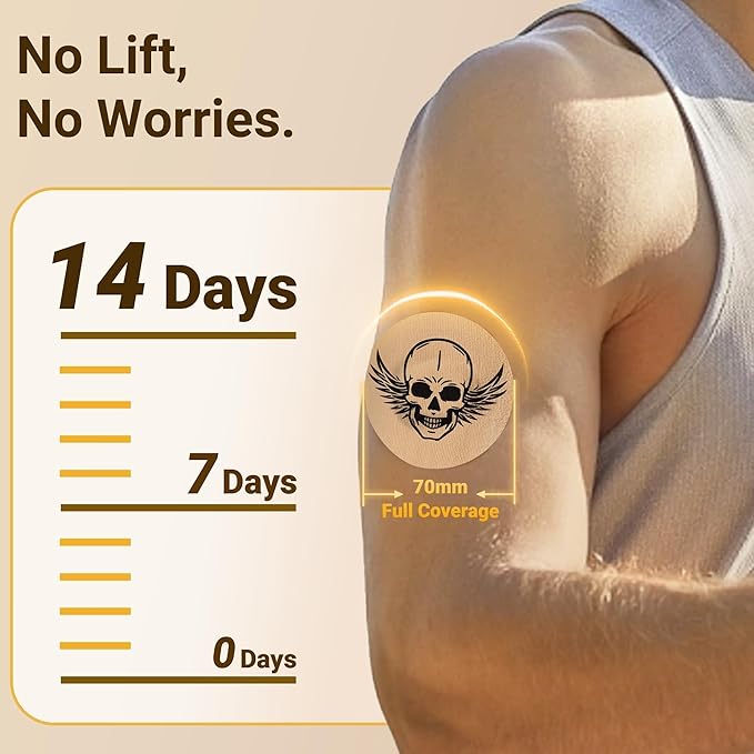 Libre 3 Sensor Covers Tattoo Waterproof, Amolyfe 10 Pack Freestyle Libre 3 Plus Covers, Bump-Proof with Hard Cap, Waterproof Breathable Medical CGM Adhesive Patches, 14-Day CGM Protection (Lion)