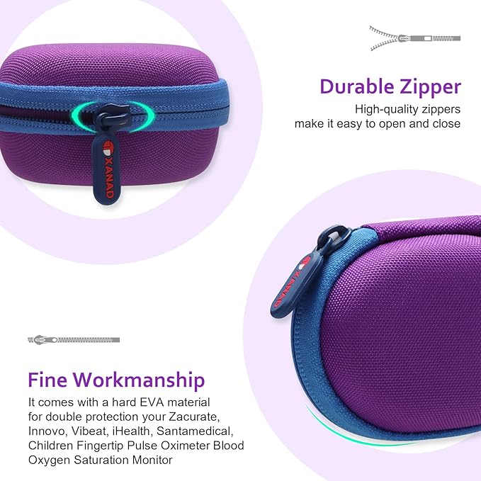 XANAD Pulse Oximeter Case for Zacurate, Innovo, Vibeat, iHealth, Santamedical, Children Fingertip Pulse Oximeter Blood Oxygen Saturation Monitor,Case Only (Purple)