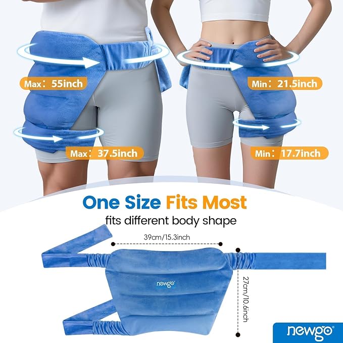NEWGO Microwavable Heating Pad for Hip/Sciatica Pain Relief, Adjustable Moist Heating Pad Microwave Heated Pack for Hip, Stomach and Back, Unscented