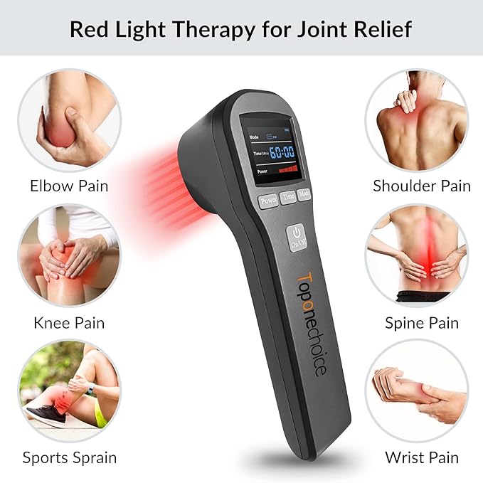 Red Light Therapy Device - 4x808nm+16x650nm Near Infrared Light Therapy for Joint Muscle Pain Relief, Handheld Infrared Therapy for Body, Knee, Shoulder, Back, Dog, Cat, Black