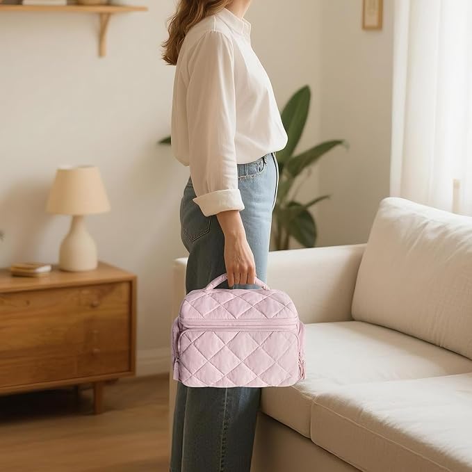 Medicine Organizer Bag with Insulated Pocket for Travel, Pill Bottle Storage Case with 4 Customized Dividers for Medication, Insulin and First Aid Supplies, Pink (Bag ONLY)