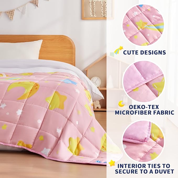 anfie Weighted Blanket Kids(40"x60" 7lbs) Weighted Blanket Cooling Blanket for Sleeping,Throw Size Breathable Blanket with Premium Glass Bead(Pink Moon)