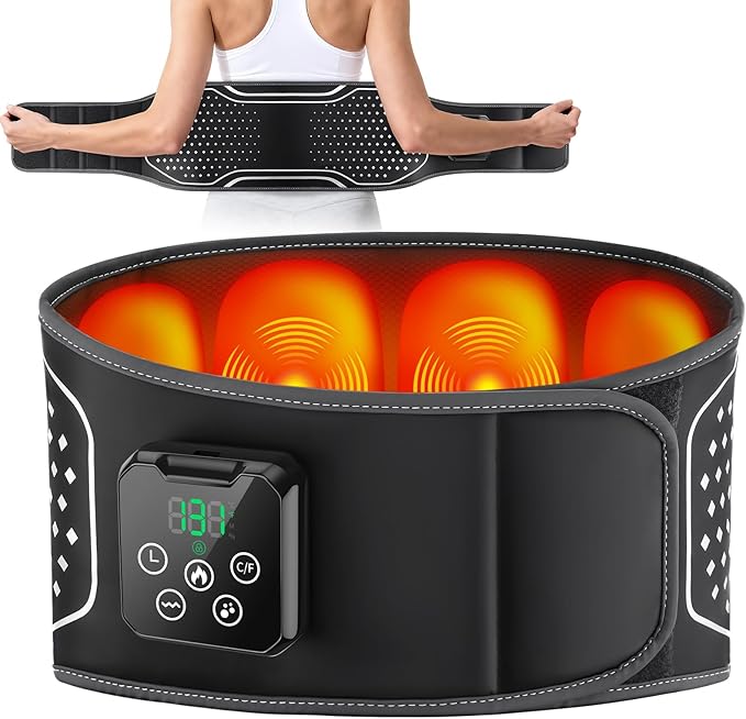 YUANBO Back Massager with Heat – Heated Massage Belt with Air Pressure Pads, Heating Pad for Back Pain Relief with 4000mAh Battery – Gifts for Women, Men, and Family