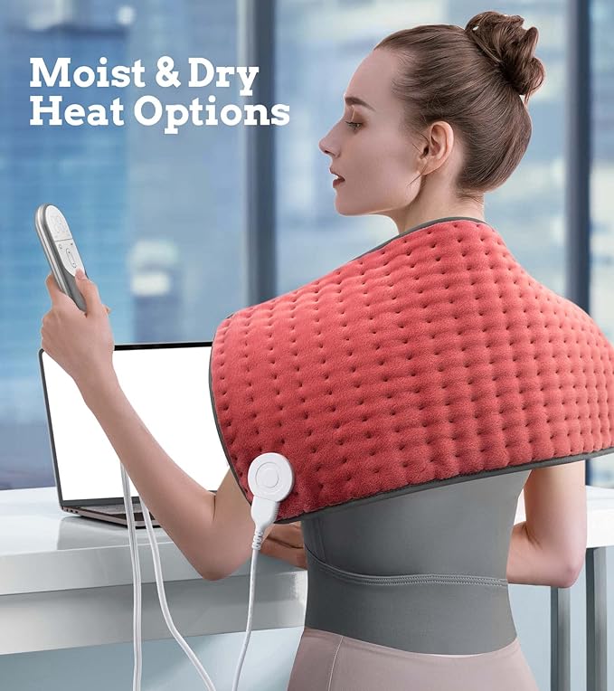 Heating Pad for Back, Neck & Shoulder Pain Relief – 12"x24" Electric Heat Pad, Auto-Off, Machine Washable, Moist/Dry Heat Options – Thoughtful Mother's Day Gifts for Mom, Dad, Women & Men