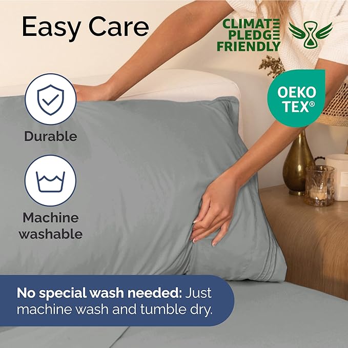 Twin XL Size 3 Piece Sheet Set - Extra Soft, Breathable & Cooling Sheets - Hotel Luxury Bed Sheets for Women & Men - Deep Pockets, Easy-Fit & Wrinkle-Free Sheets - Light Slate Grey Oeko-Tex Bed Sheets