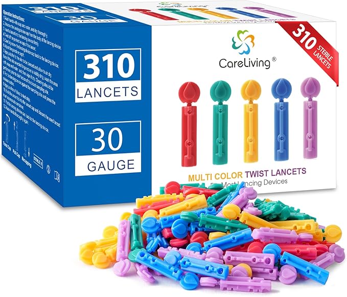 Lancets for Diabetes Testing - 30 Gauge Diabetic Lancets for Blood Testing and Glucose Testing - Fits Most Lancing Devices - 310 Count (Colourful)