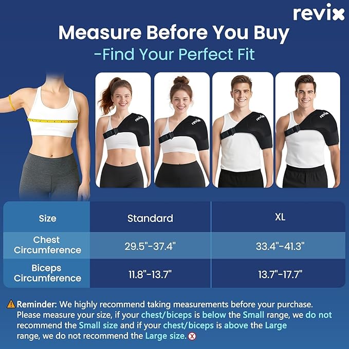 REVIX XL Triple-Layer Gel Shoulder Ice Pack for Rotator Cuff Cold Therapy, Reusable Ice Pack for Shoulder with Extra Removable Coldfocus, 30-Min Long-Lasting Cooling, Workout Relief & Sports Recovery