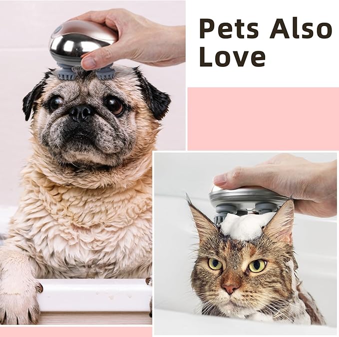 cotsoco Electric Pet Cat Massager for Cats and Dogs Care with 8 Massage Heads, Handheld Cordless Head Scratcher Scalp Massager for Hair Growth, Deep Clean and Stress Relax, Gifts for Women, Men,Pets